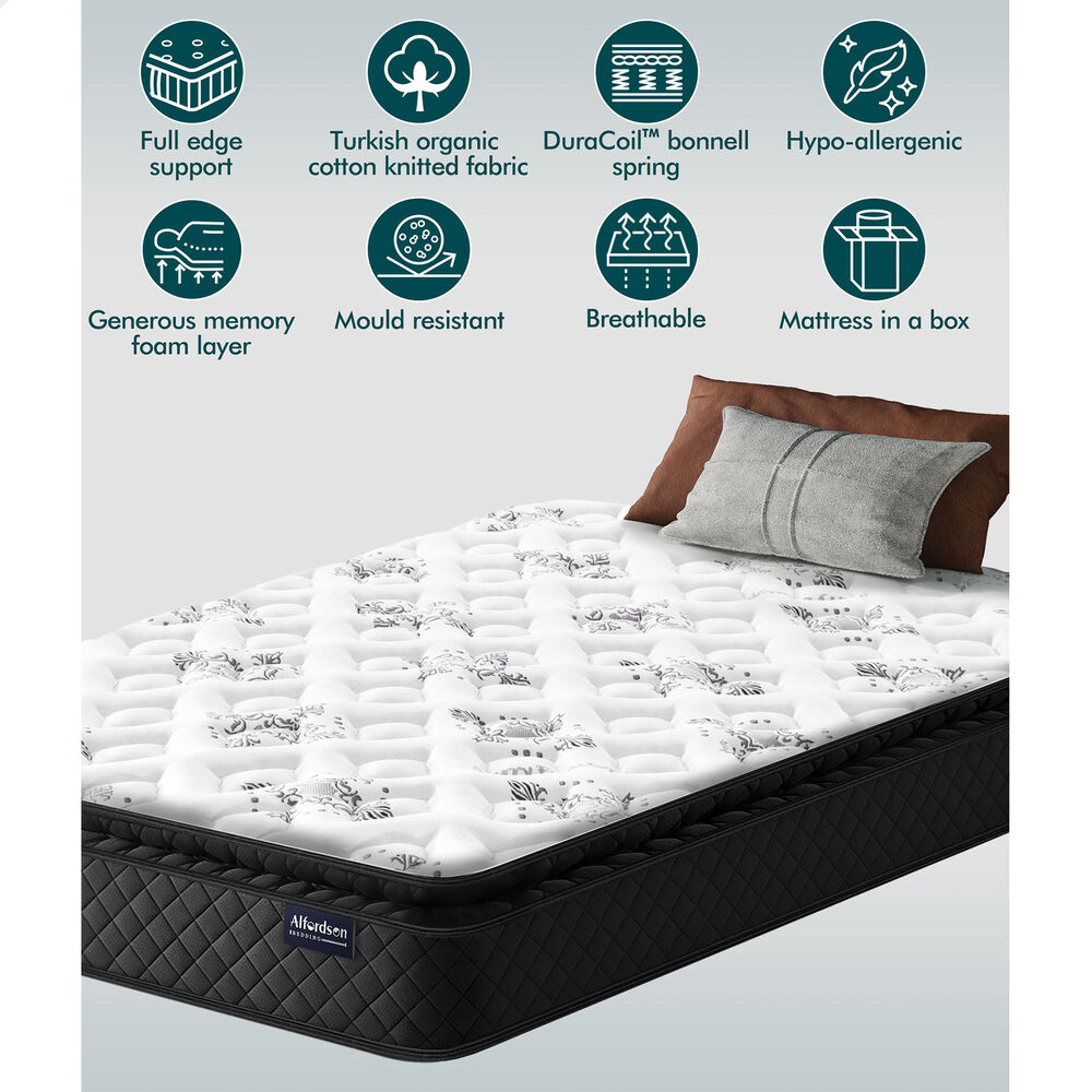 ALFORDSON Mattress Single Bed Pillow Top Memory Foam Bedding Medium Firm 24cm