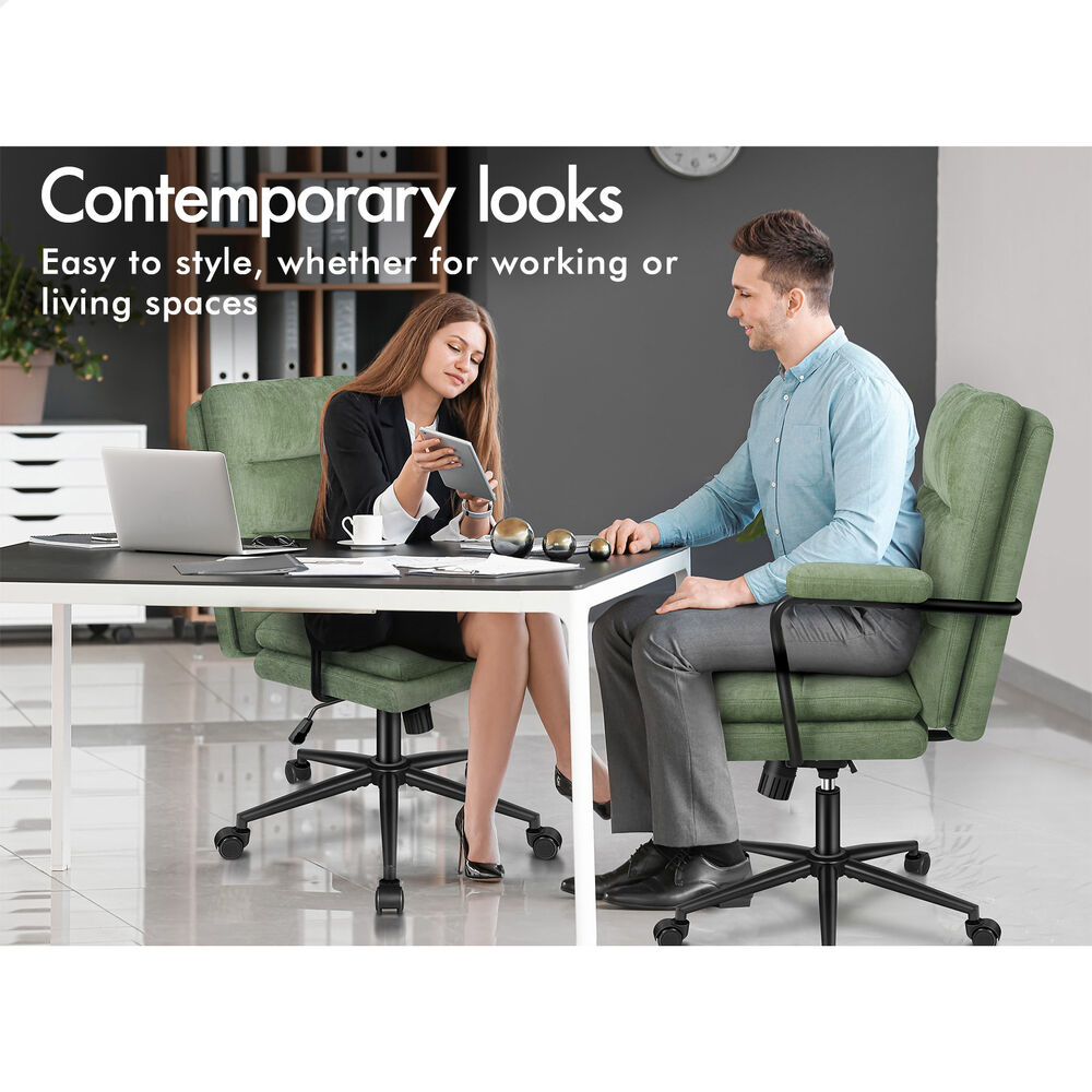 ALFORDSON Office Chair Ergonomic Chenille Executive Computer Seat Light Green