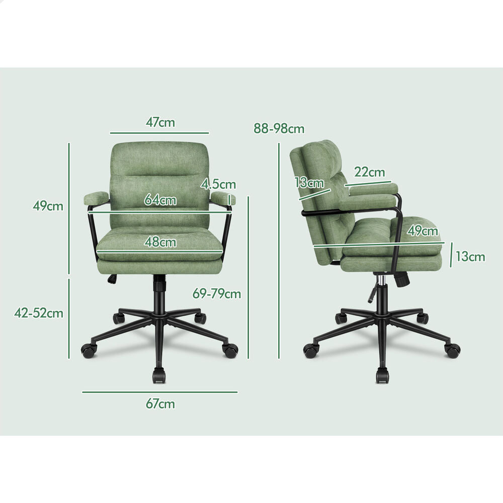 ALFORDSON Office Chair Ergonomic Chenille Executive Computer Seat Light Green