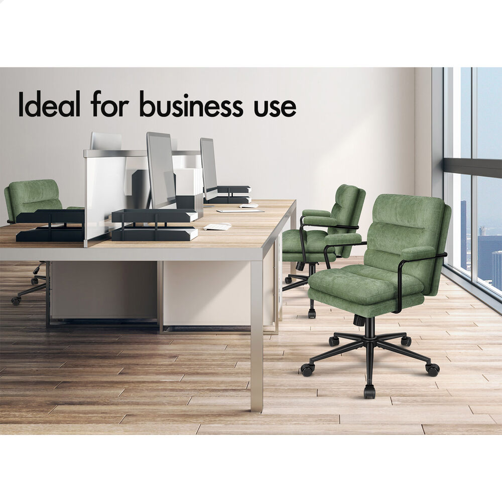 ALFORDSON Office Chair Ergonomic Chenille Executive Computer Seat Light Green