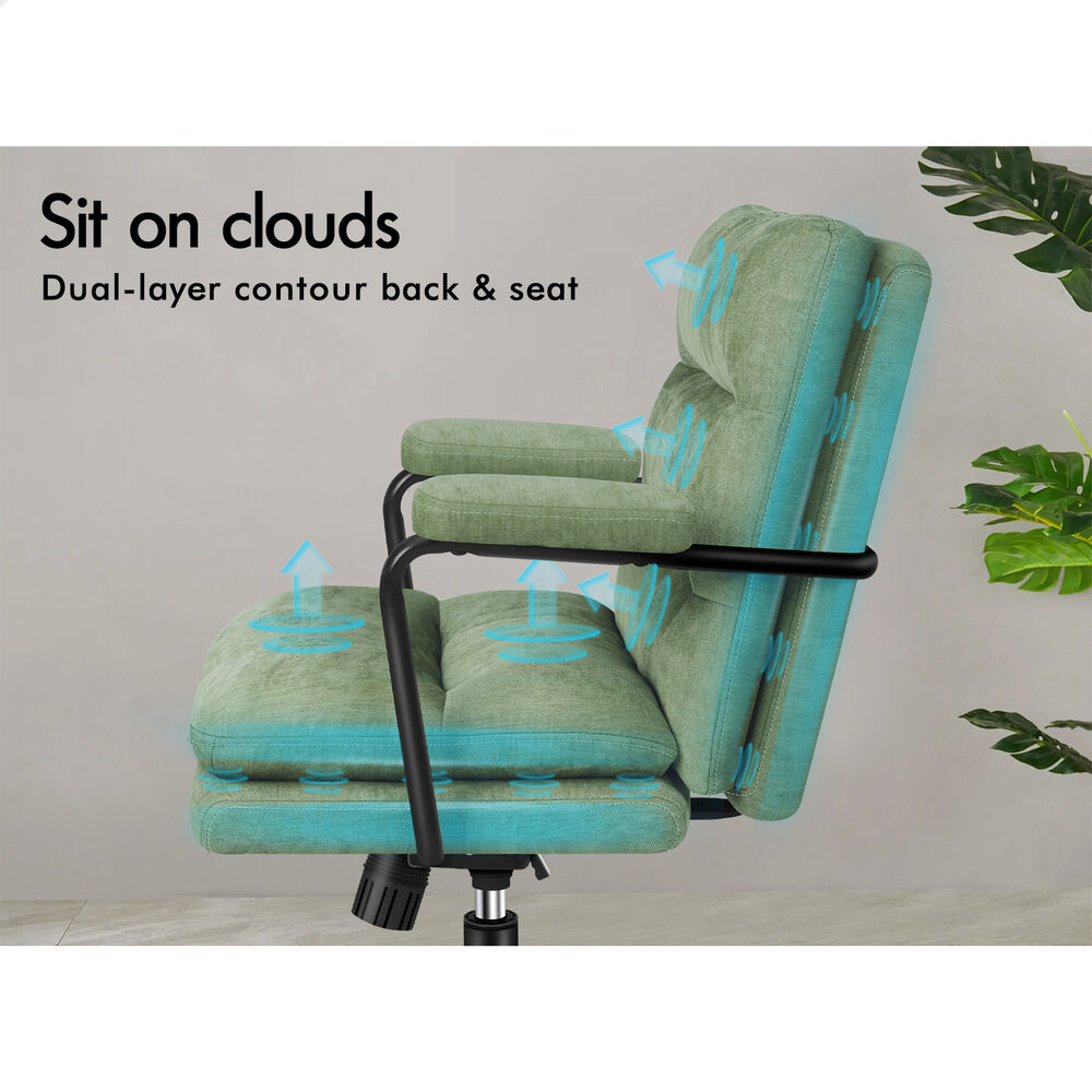 ALFORDSON Office Chair Ergonomic Chenille Executive Computer Seat Light Green