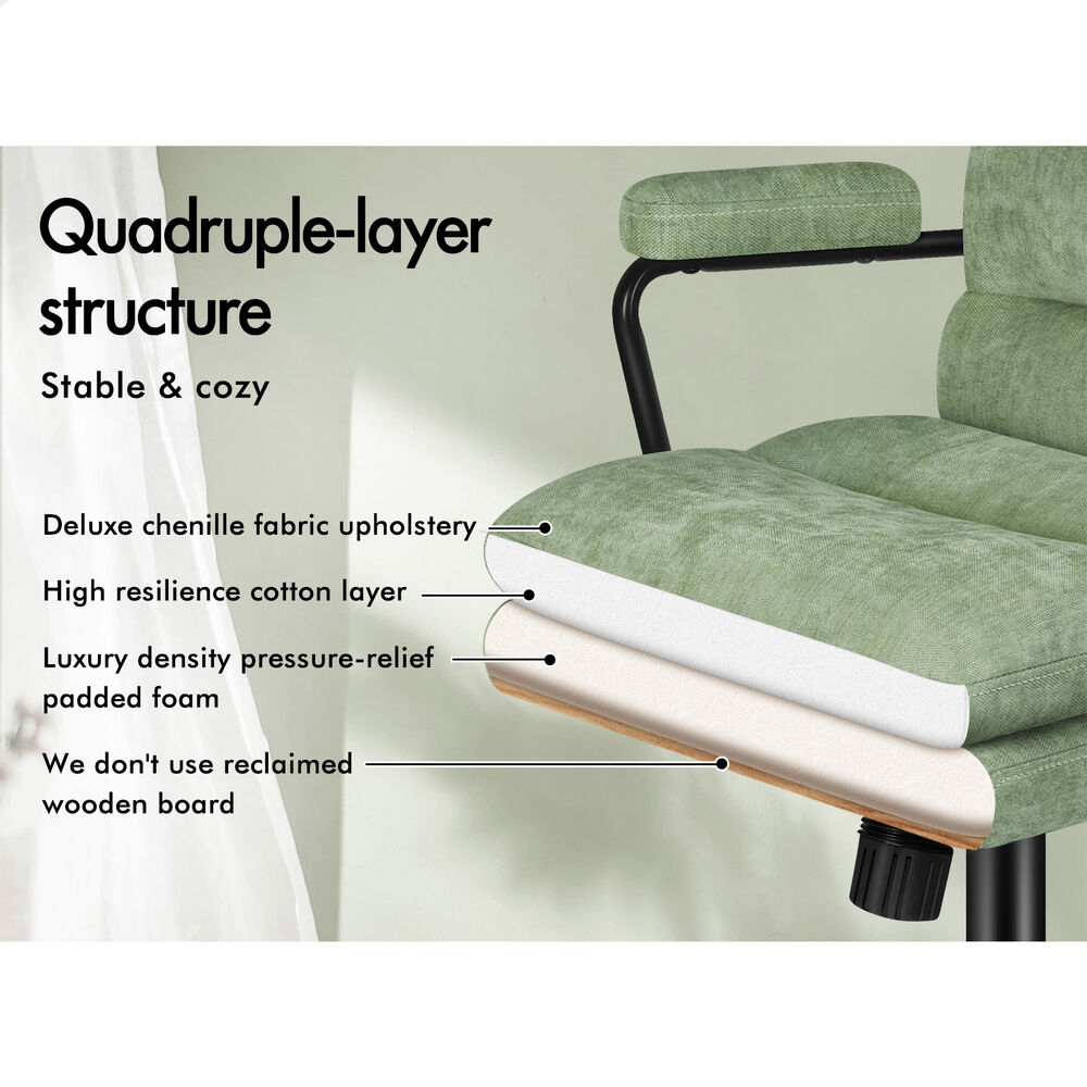 ALFORDSON Office Chair Ergonomic Chenille Executive Computer Seat Light Green