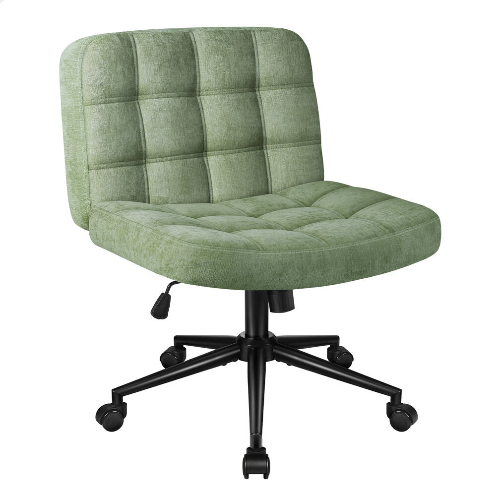 ALFORDSON Office Desk Chair Chenille Armless Wide Seat Mid Back Light Green