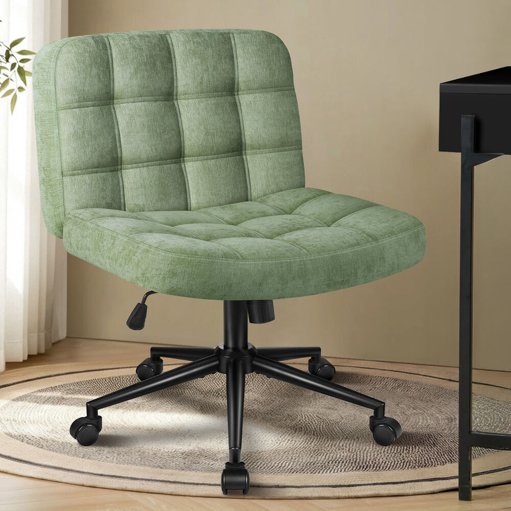 ALFORDSON Office Desk Chair Chenille Armless Wide Seat Mid Back Light Green