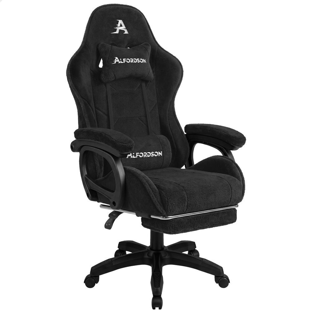 ALFORDSON Gaming Office Chair Racing Sherpa Fleece Seat Massage Lumbar Black