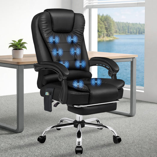 ALFORDSON Massage Office Chair Executive Heated Seat Gaming Racer PU Leather