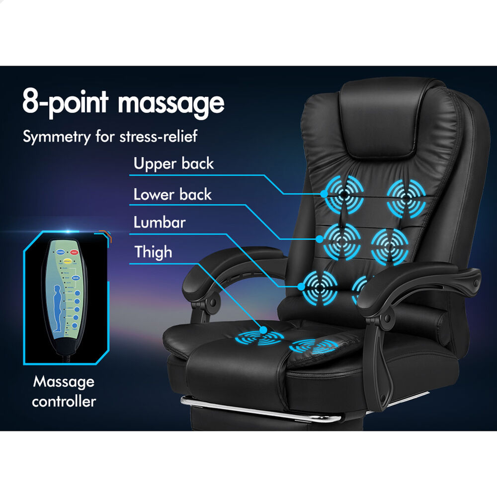 ALFORDSON Massage Office Chair Executive Heated Seat Gaming Racer PU Leather
