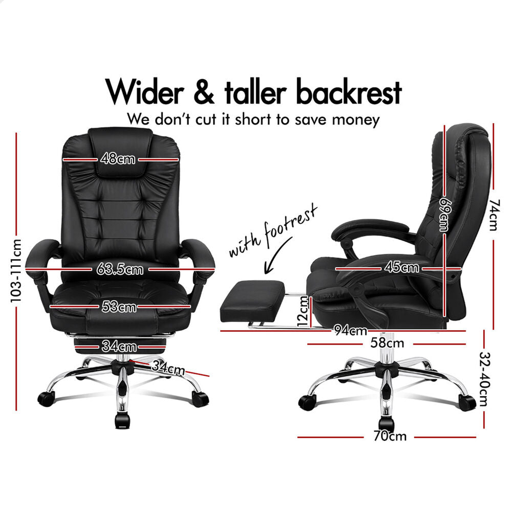 ALFORDSON Massage Office Chair Executive Heated Seat Gaming Racer PU Leather