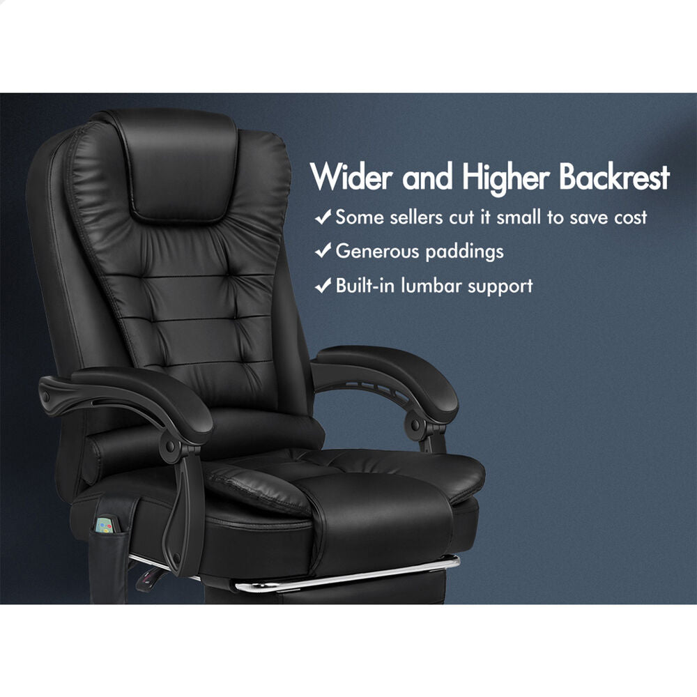 ALFORDSON Massage Office Chair Executive Heated Seat Gaming Racer PU Leather