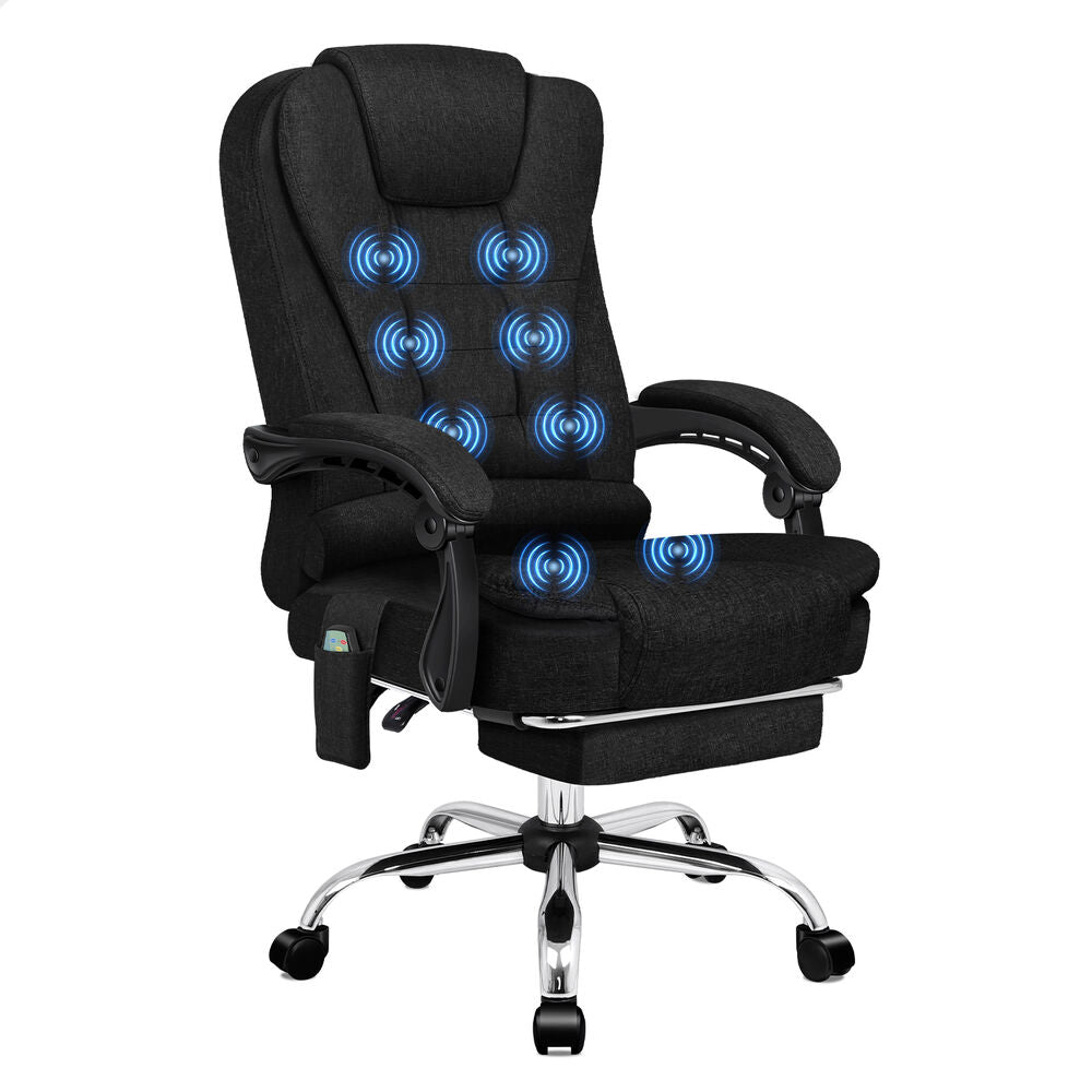 ALFORDSON Massage Office Chair Executive Heated Seat Gaming Racer Fabric Black