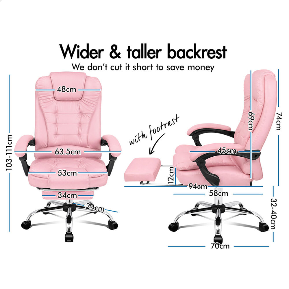 ALFORDSON Massage Office Chair Executive Heated Seat Gaming PU Leather Pink