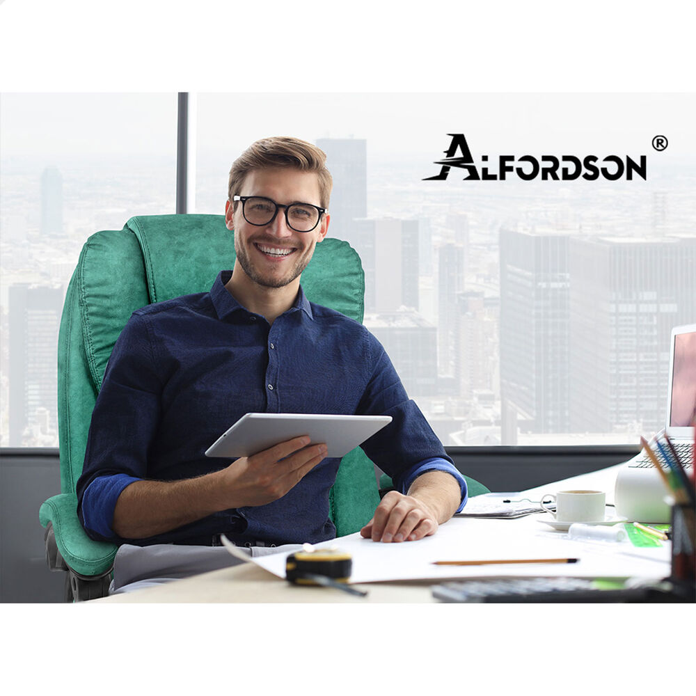 ALFORDSON Massage Office Chair Executive Heated Seat Gaming Racer Velvet Green