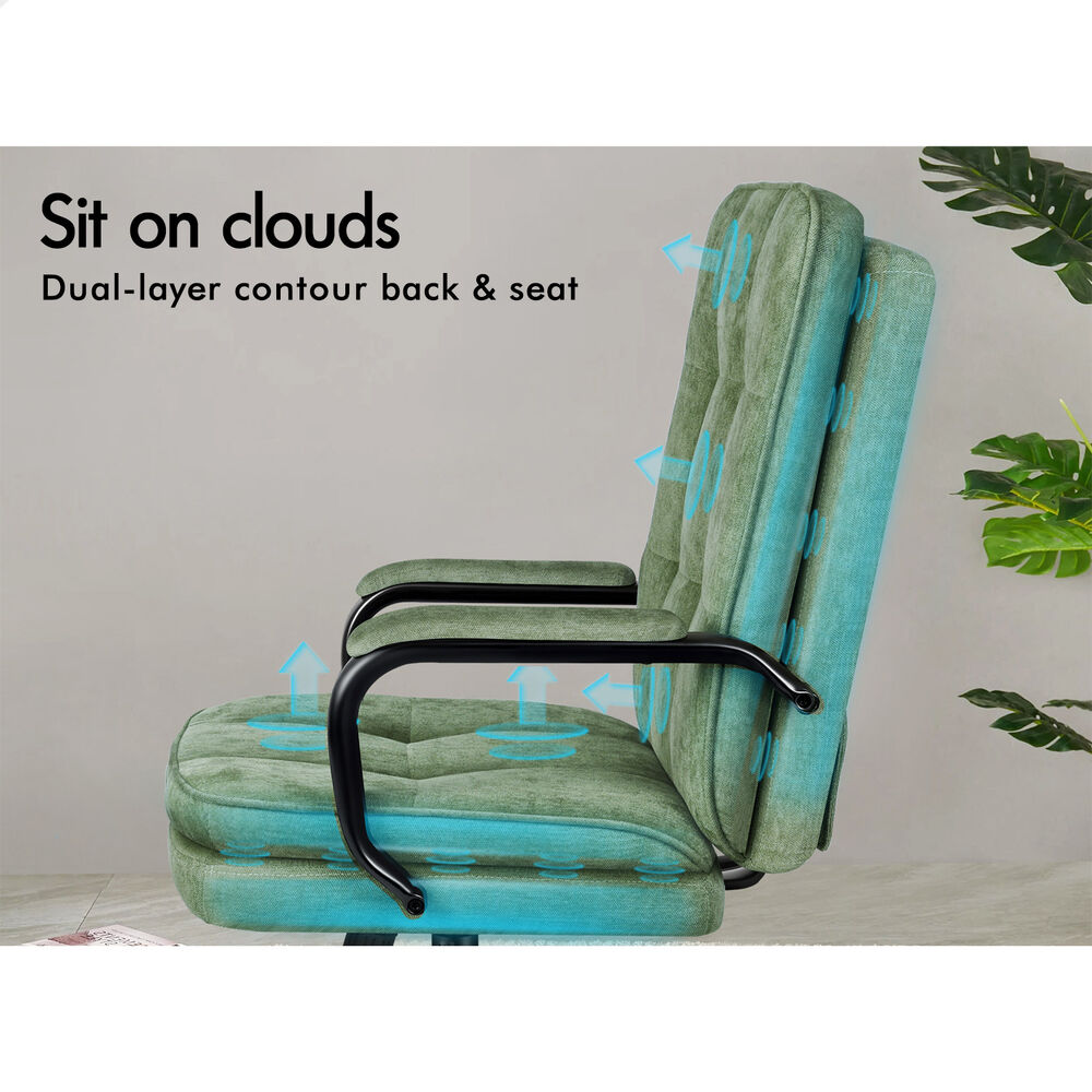 ALFORDSON Office Chair Ergonomic Chenille Computer Work Seat Light Green