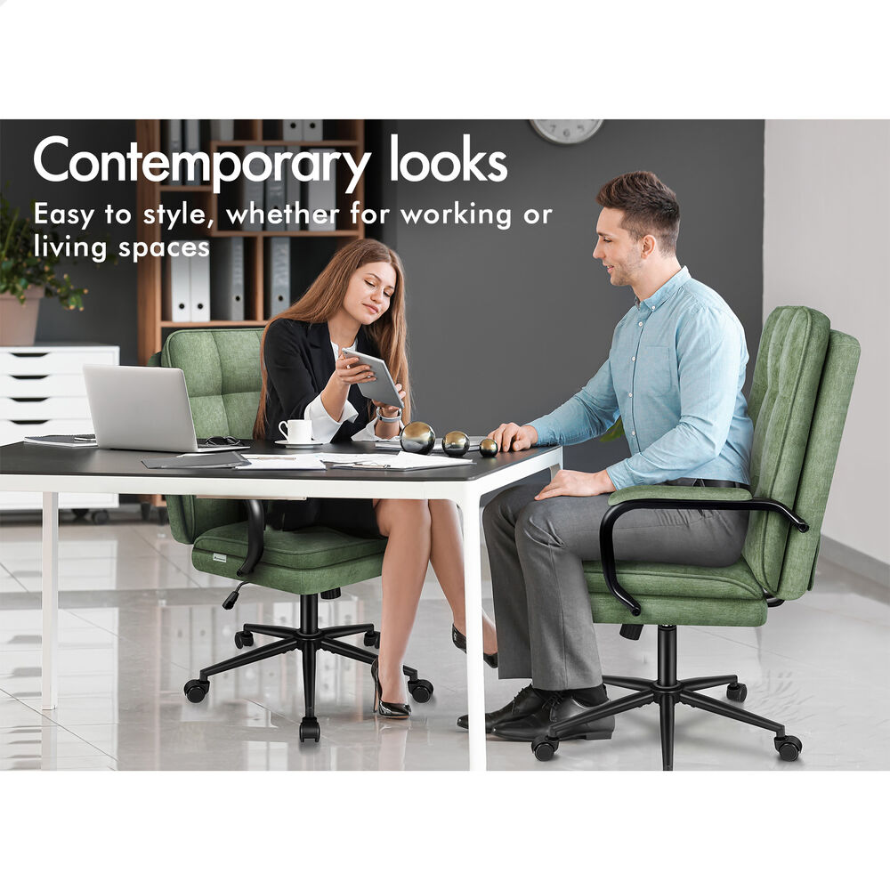 ALFORDSON Office Chair Ergonomic Chenille Computer Work Seat Light Green