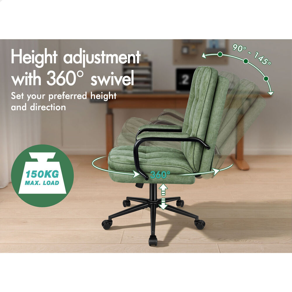 ALFORDSON Office Chair Ergonomic Chenille Computer Work Seat Light Green
