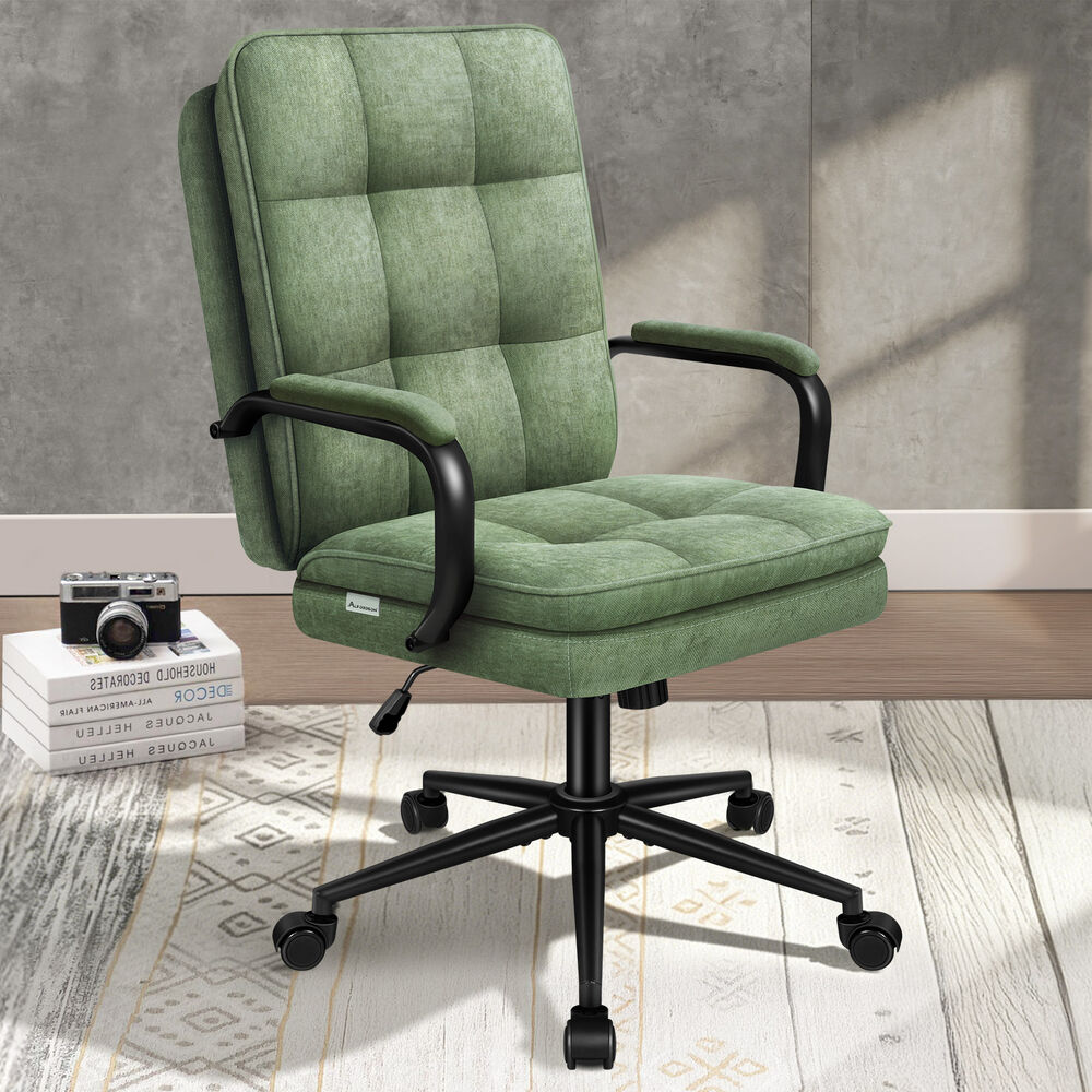 ALFORDSON Office Chair Ergonomic Chenille Computer Work Seat Light Green