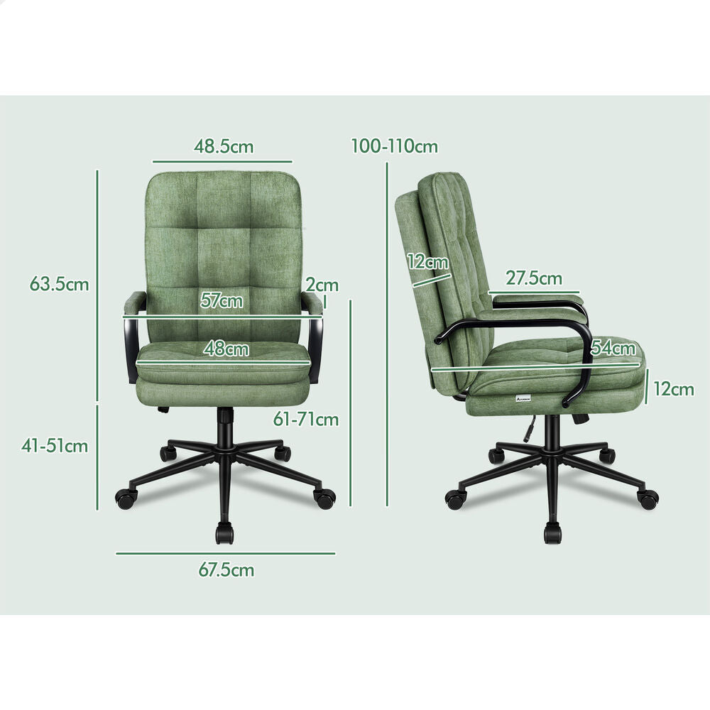 ALFORDSON Office Chair Ergonomic Chenille Computer Work Seat Light Green