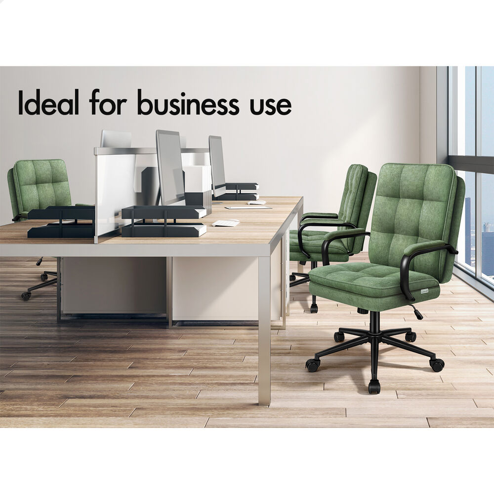 ALFORDSON Office Chair Ergonomic Chenille Computer Work Seat Light Green