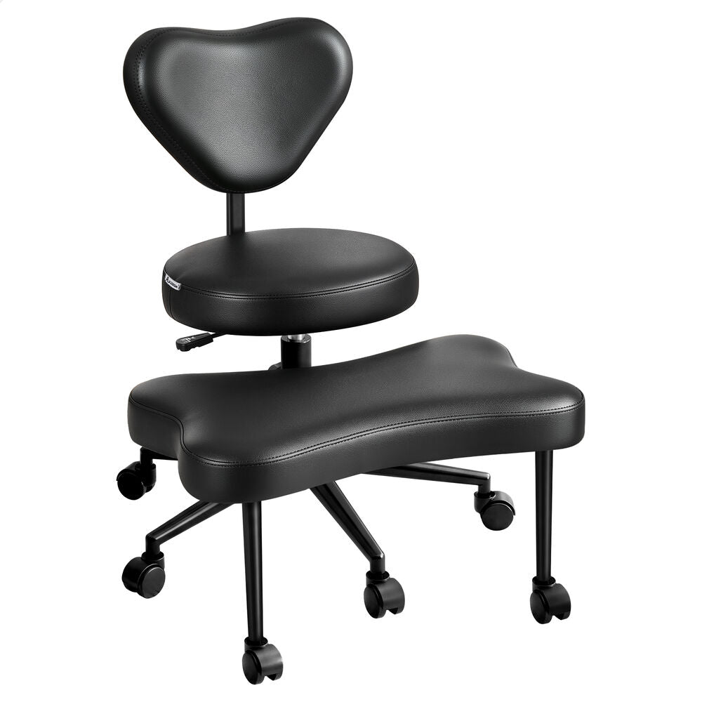 ALFORDSON Cross Legged Office Chair Kneeling Adjustable Backrest Leather Black