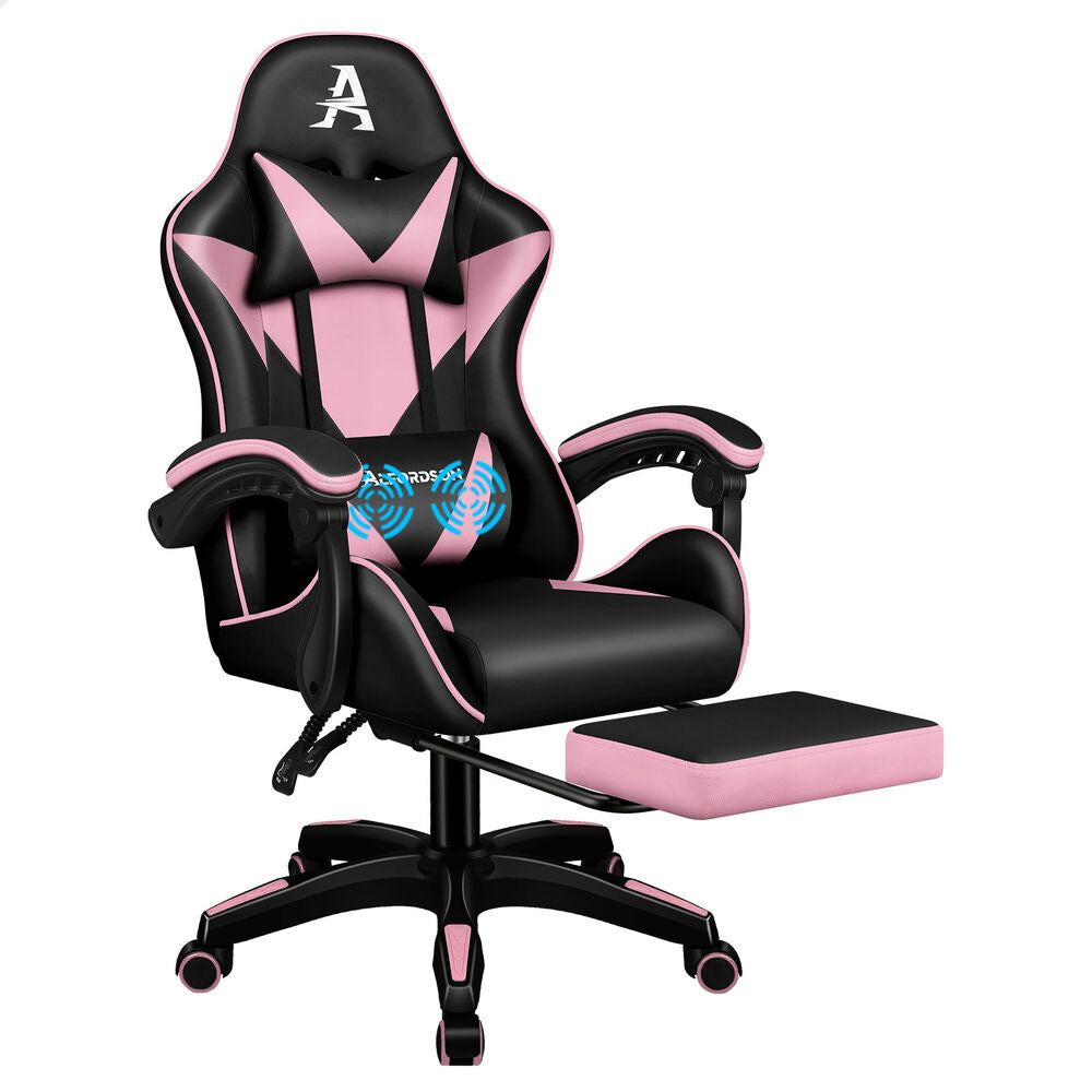 ALFORDSON® Gaming Office Chair Massage Footrest Leather Black & Pink