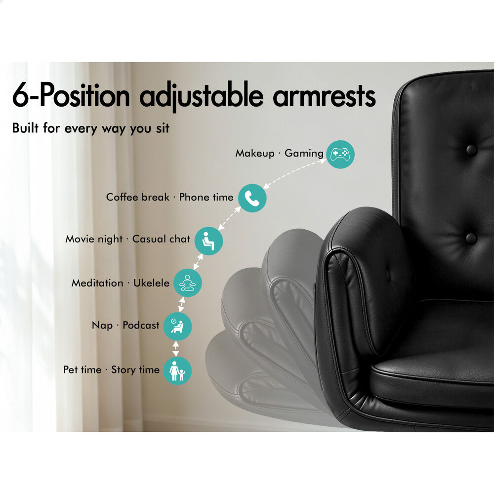ALFORDSON Criss Cross Legged Office Chair Adjustable Armrests Leather Black
