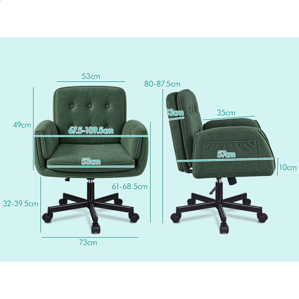 ALFORDSON Criss Cross Legged Office Chair Adjustable Armrests Chenille Green