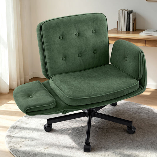 ALFORDSON Criss Cross Legged Office Chair Adjustable Armrests Chenille Green