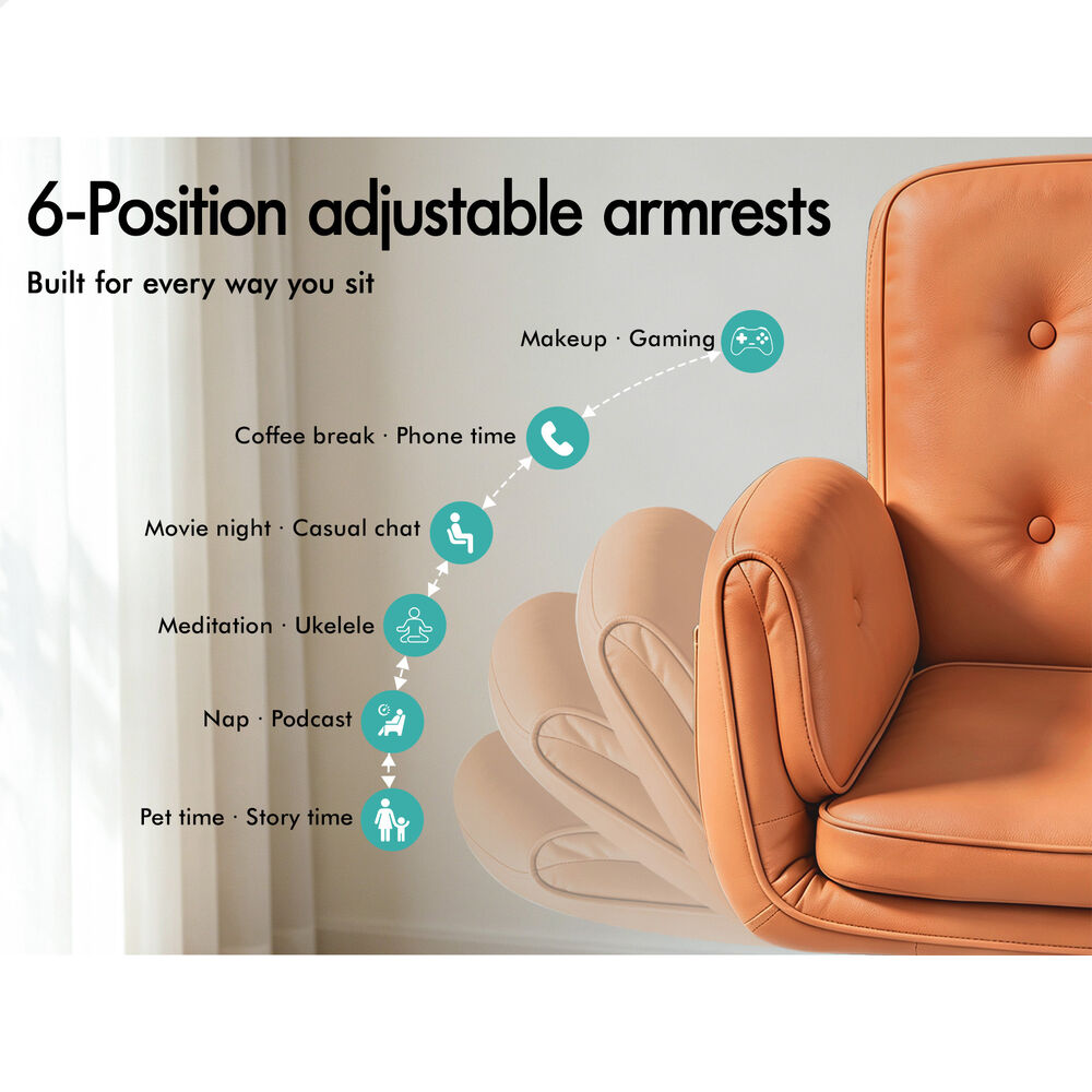 ALFORDSON Criss Cross Legged Office Chair Adjustable Armrests Leather Brown