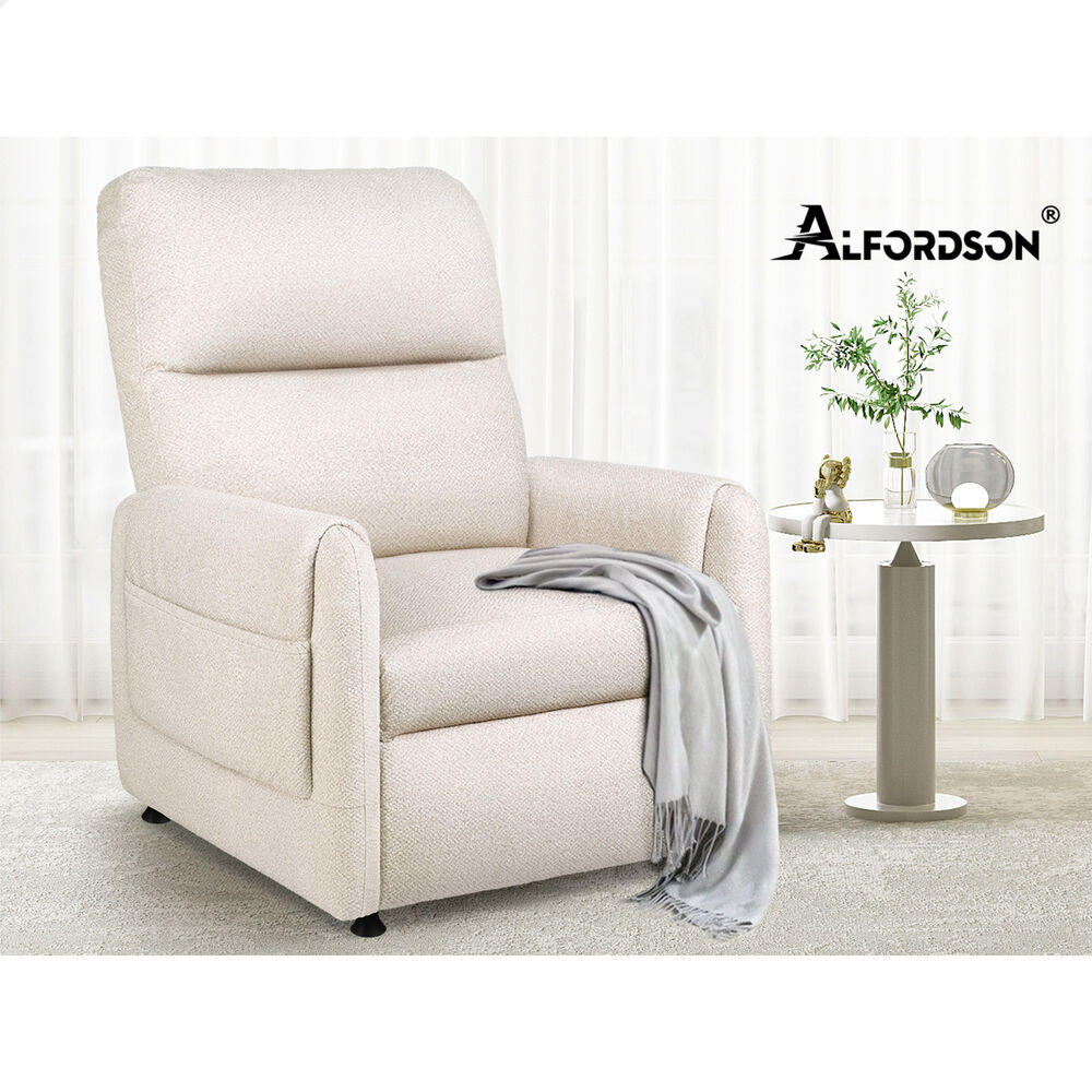 ALFORDSON Recliner Chair Electric Auto Recline Armchair Lounge Sofa Fabric Beige