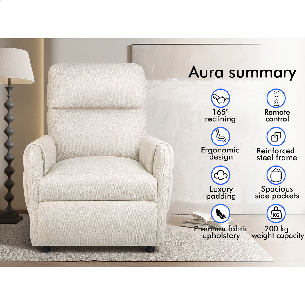 ALFORDSON Recliner Chair Electric Auto Recline Armchair Lounge Sofa Fabric Beige