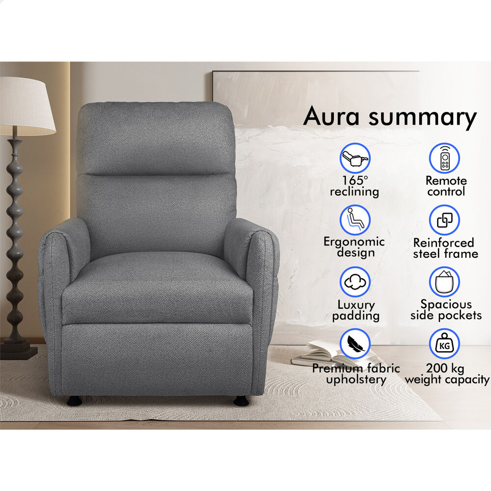 ALFORDSON Recliner Chair Electric Auto Recline Armchair Lounge Sofa Fabric Grey