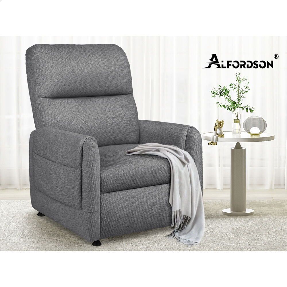 ALFORDSON Recliner Chair Electric Auto Recline Armchair Lounge Sofa Fabric Grey