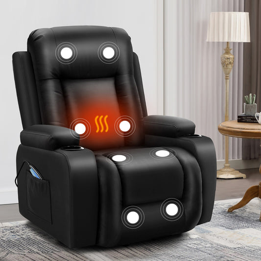 ALFORDSON Recliner Chair Heated Massage Armchair Lounge Sofa Leather Black
