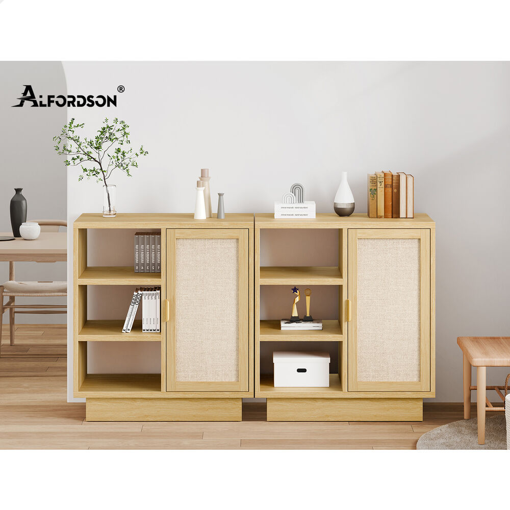 ALFORDSON Buffet Sideboard Storage Cabinet Cupboard Fabric Door Shelves Wood