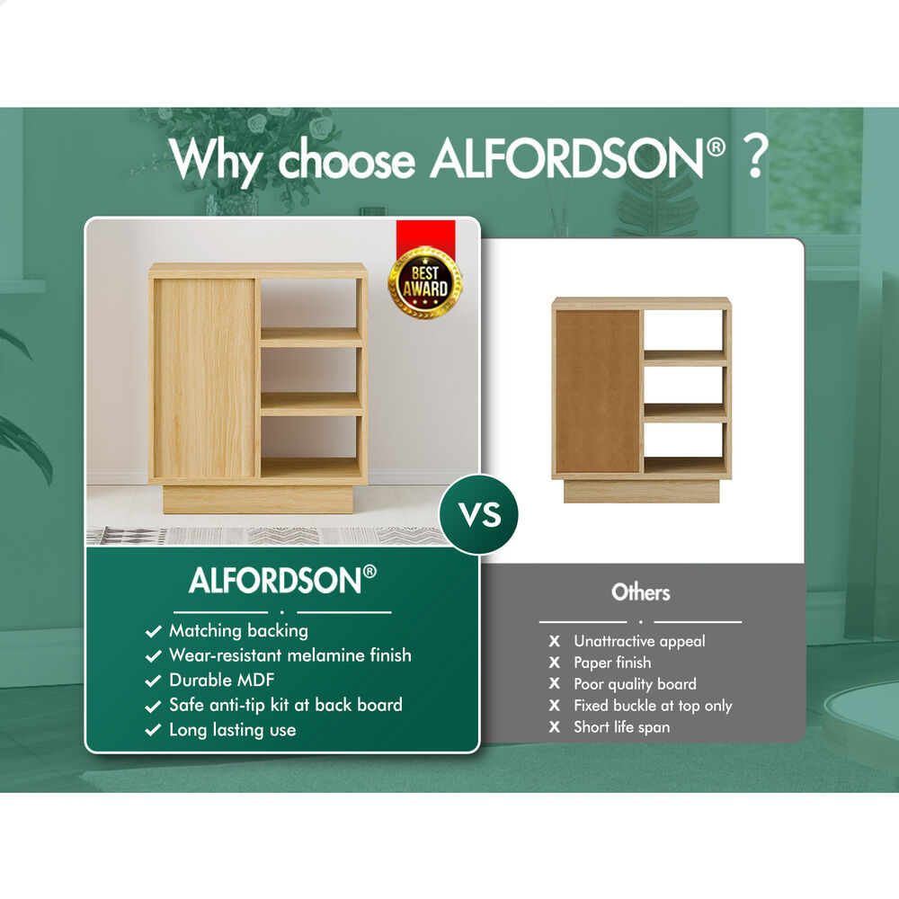 ALFORDSON Buffet Sideboard Storage Cabinet Cupboard Fabric Door Shelves Wood