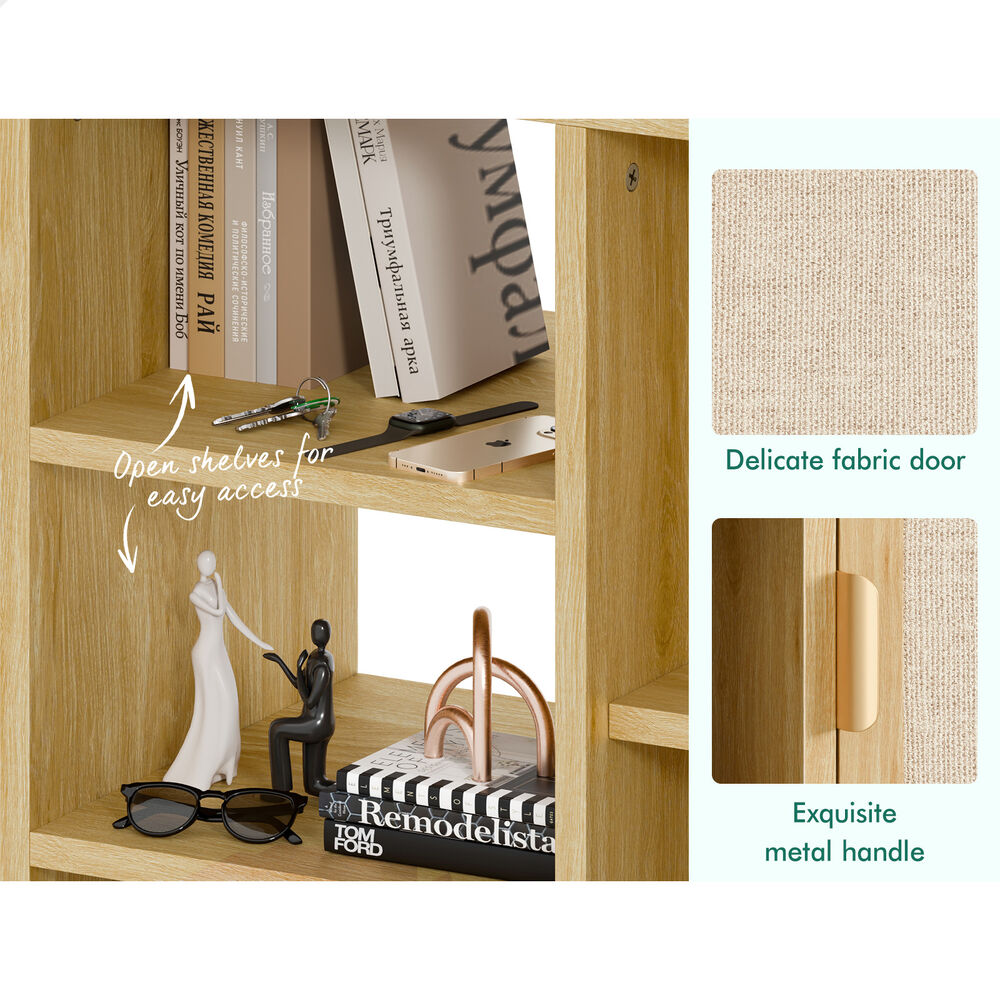 ALFORDSON Buffet Sideboard Storage Cabinet Cupboard Fabric Door Shelves Wood