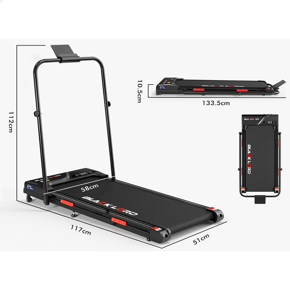 BLACK LORD Treadmill Electric Walking Pad Incline Foldable Home Gym Fitness