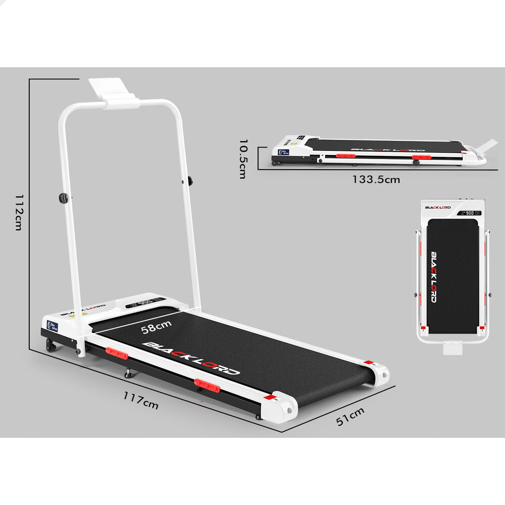 BLACK LORD Treadmill Electric Walking Pad Incline Foldable Home Gym Office White