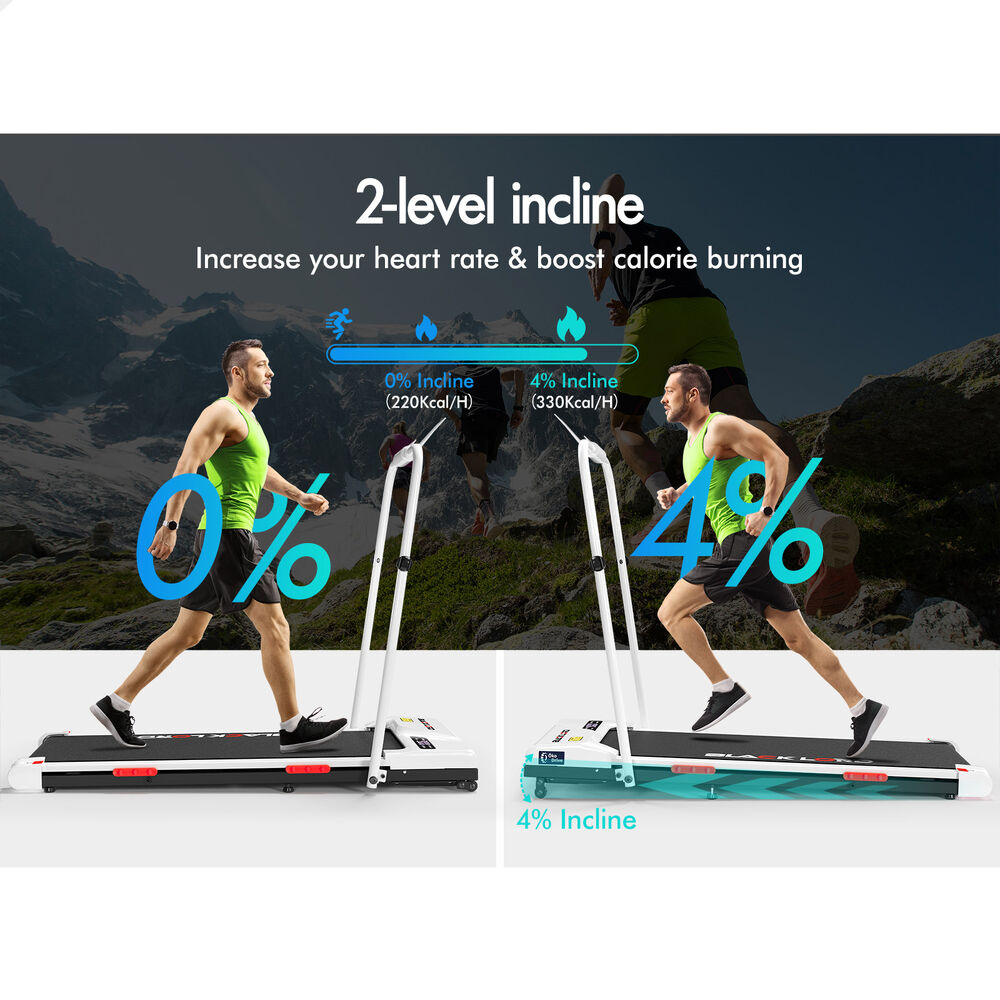 BLACK LORD Treadmill Electric Walking Pad Incline Foldable Home Gym Office White