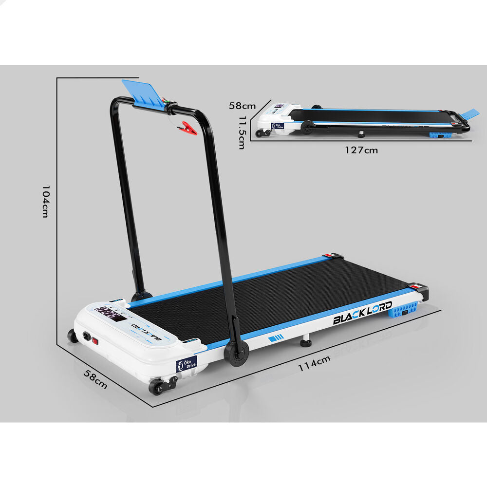 BLACK LORD Treadmill Electric Walking Pad Incline Cushioning Foldable Blue White