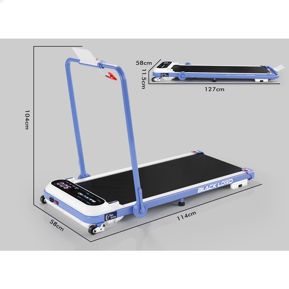 BLACK LORD Treadmill Electric Walking Pad Incline Cushioning Foldable Blue-grey
