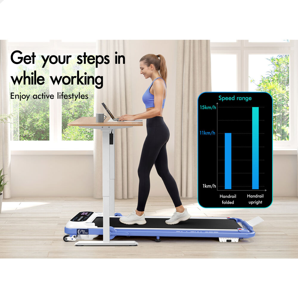BLACK LORD Treadmill Electric Walking Pad Incline Cushioning Foldable Blue-grey