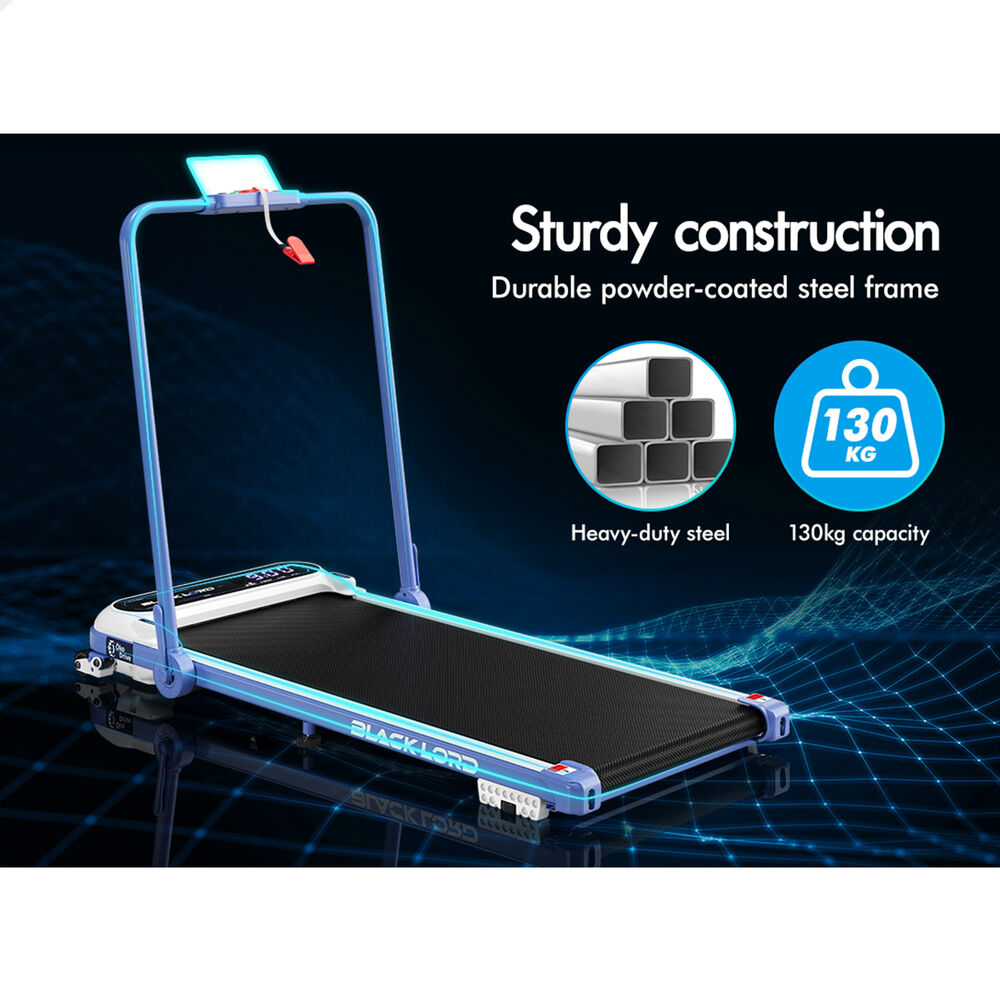 BLACK LORD Treadmill Electric Walking Pad Incline Cushioning Foldable Blue-grey