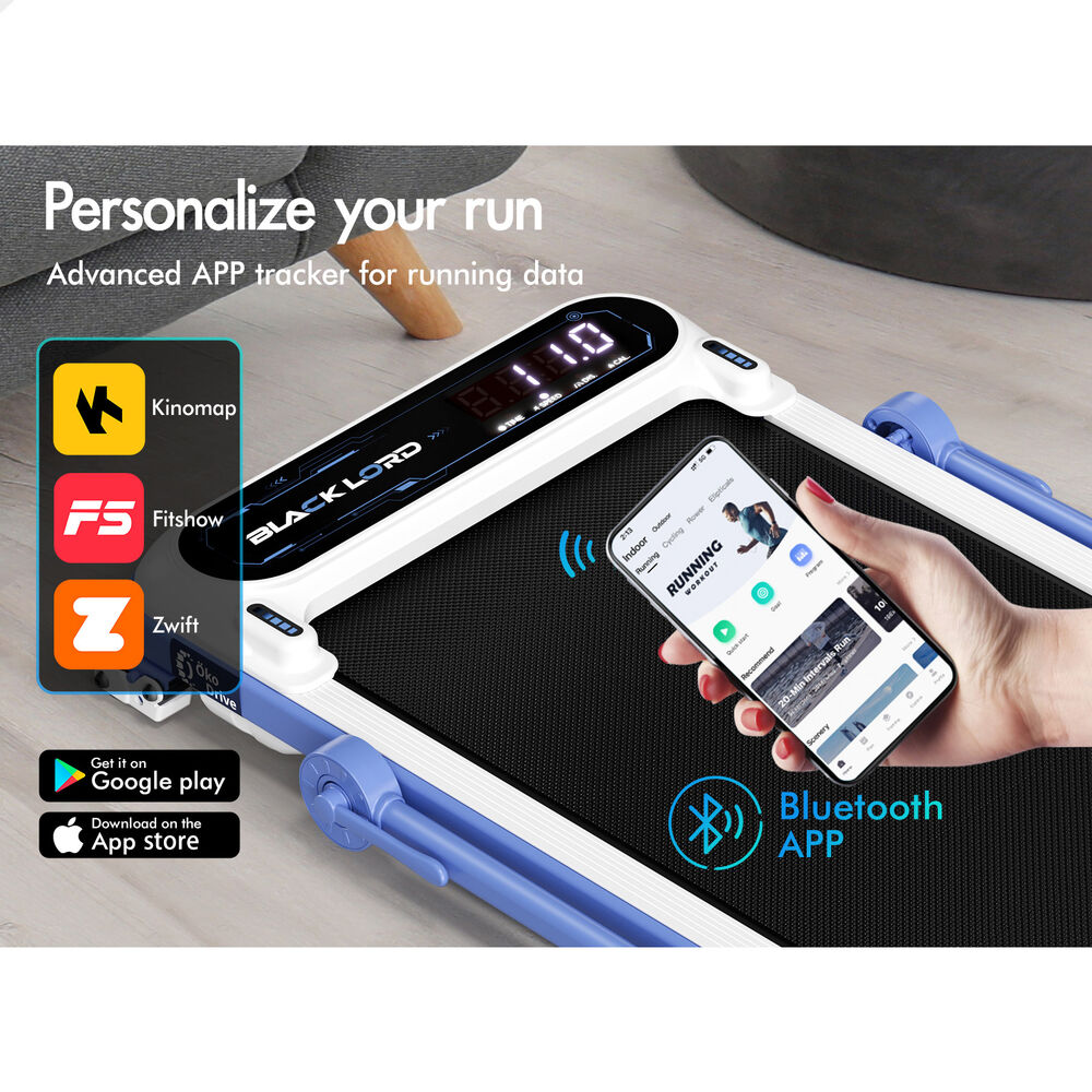 BLACK LORD Treadmill Electric Walking Pad Incline Cushioning Foldable Blue-grey