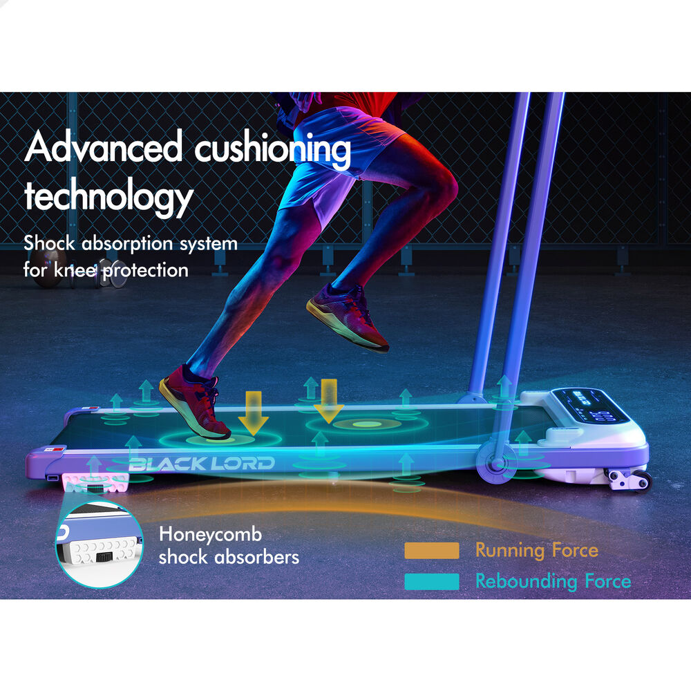 BLACK LORD Treadmill Electric Walking Pad Incline Cushioning Foldable Blue-grey
