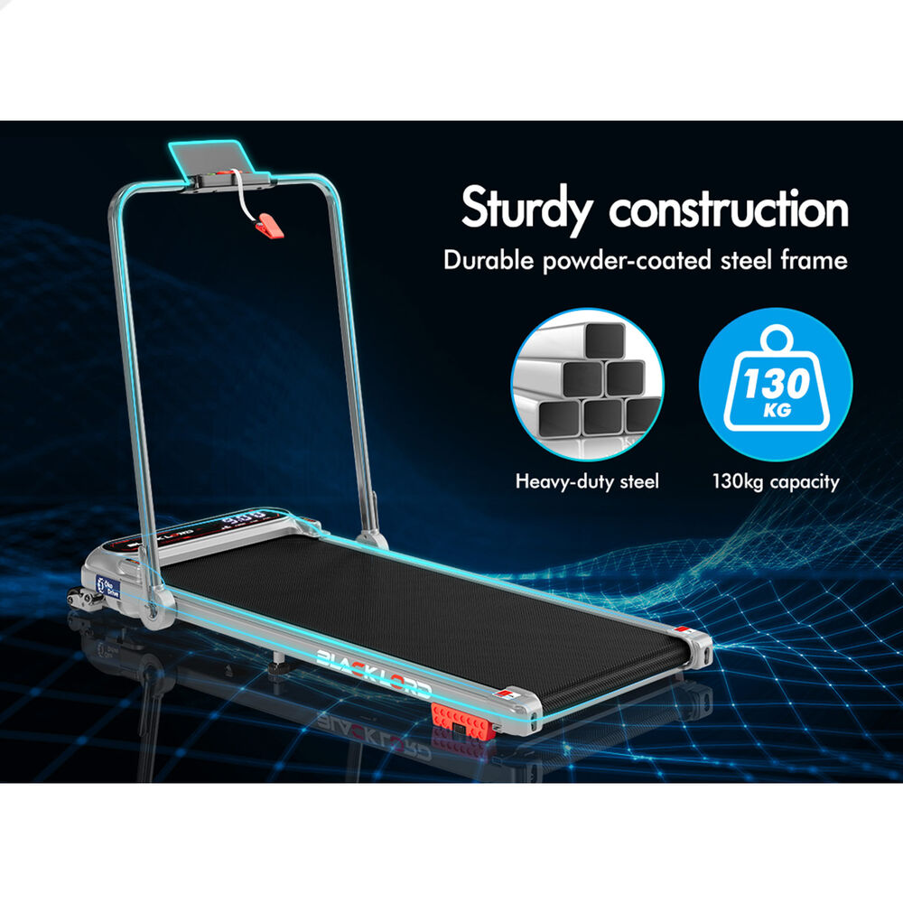 BLACK LORD Treadmill Electric Walking Pad Incline Shock Absorber Foldable Silver