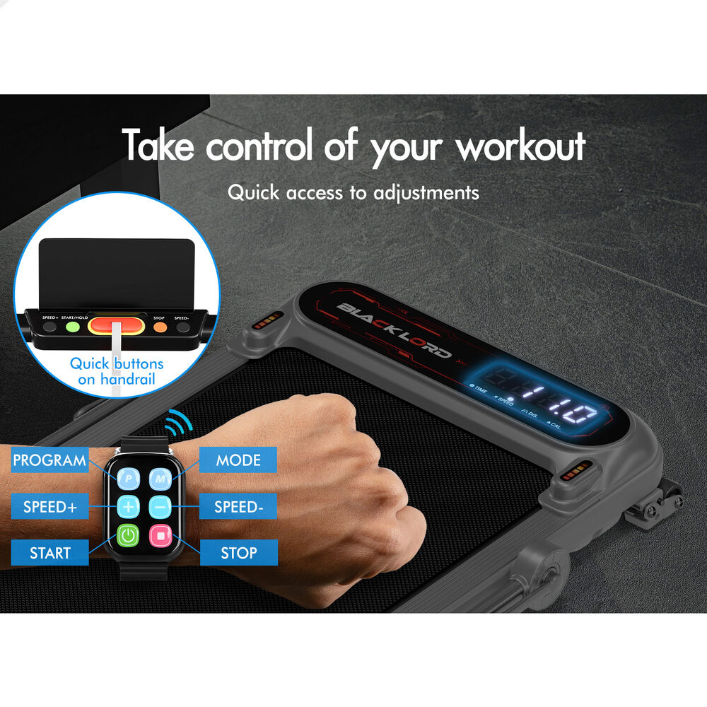 BLACK LORD Treadmill Electric Walking Pad Incline Shock Absorber Foldable Silver