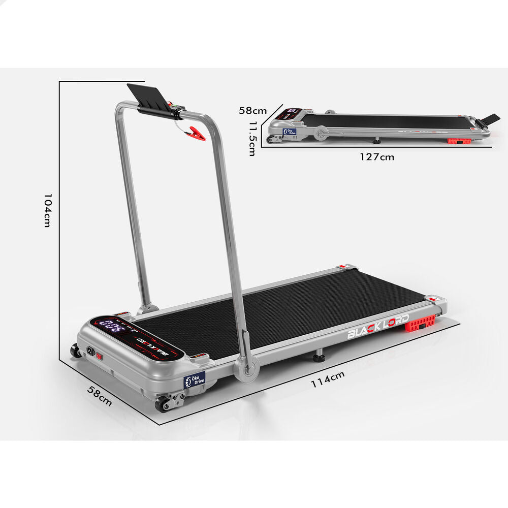 BLACK LORD Treadmill Electric Walking Pad Incline Shock Absorber Foldable Silver