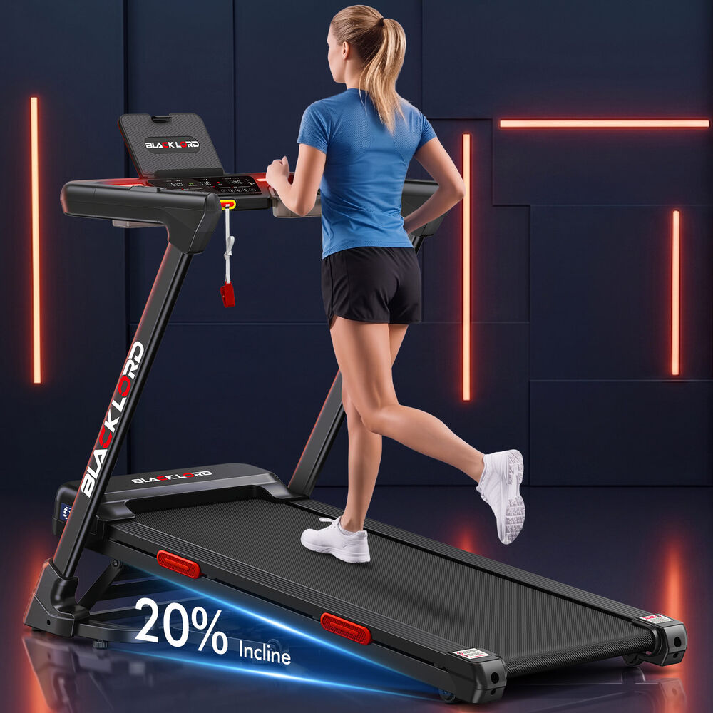 BLACK LORD Treadmill Electric 20% Auto Incline Running Machine Foldable 440mm