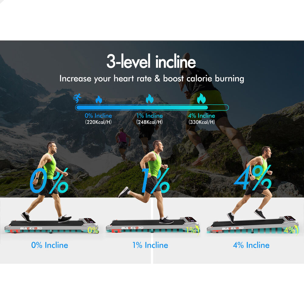 BLACK LORD Treadmill Electric Walking Pad Incline Running Machine Gym Silver